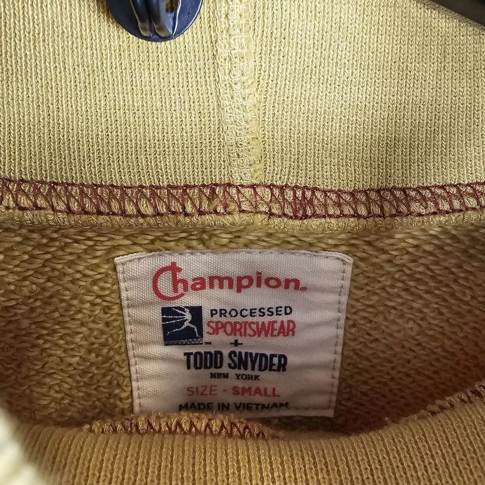 Champion Todd Snyder‎ Sweatshirt Mens Small Yellow Turtleneck Raglan Pullover
